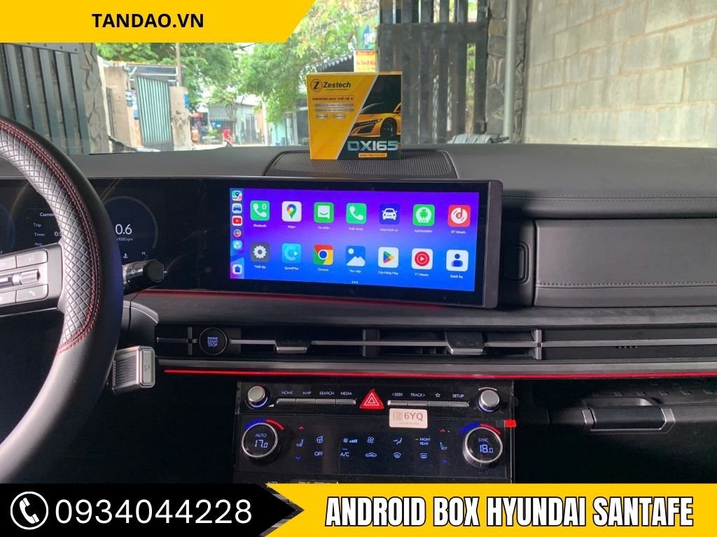 Lắp android box dx165 tiêu chuẩn xe Santafe