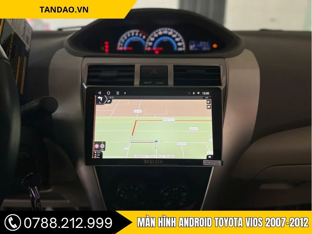 Màn hình Android Zestech lắp cho Toyota Vios 2007, hiển thị bản đồ dẫn đường Vietmap, dễ dàng sử dụng và điều hướng thông minh.