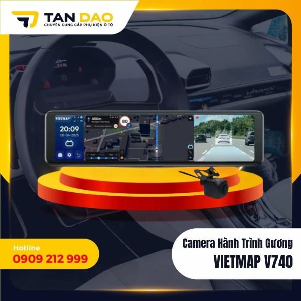 Camera Hành Trình Gương VietMap V740 Cho Ô Tô