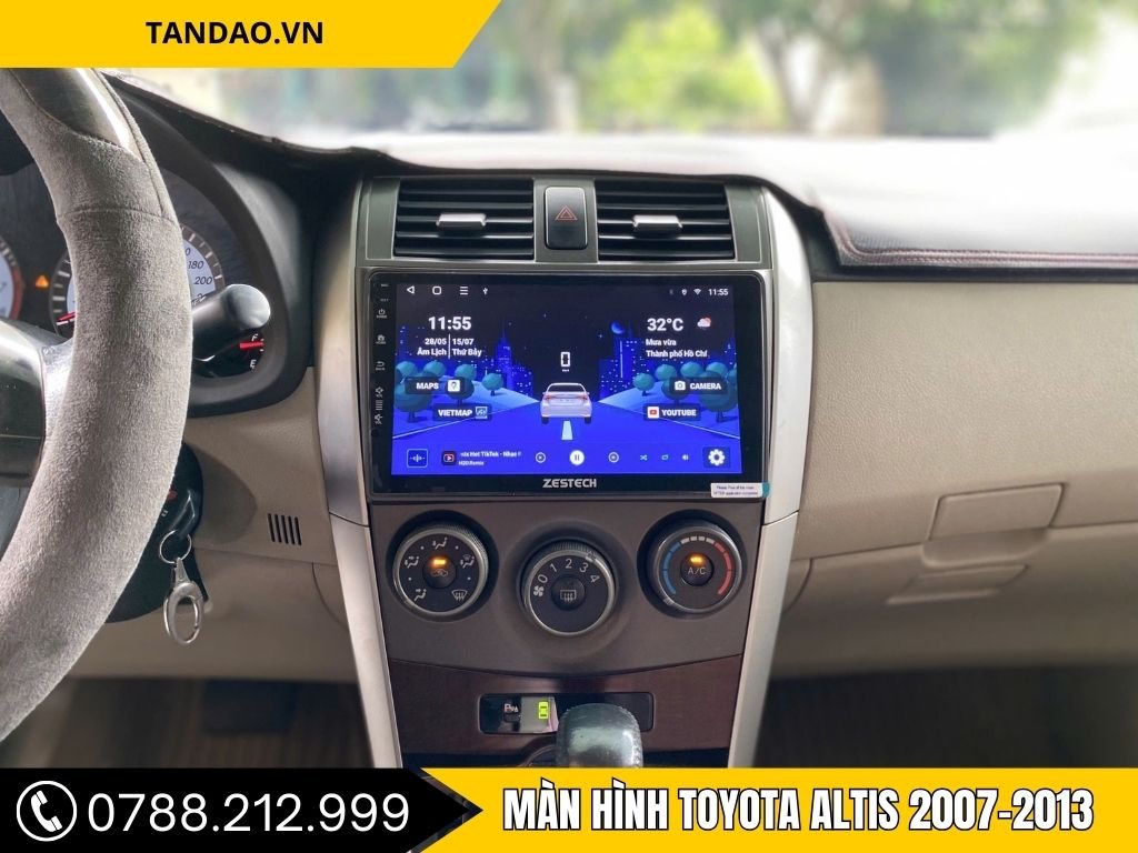 Hình Ảnh Màn Hình Android Cho Toyota Altis 2007, 2008, 2009, 2010, 2011, 2012, 2013
