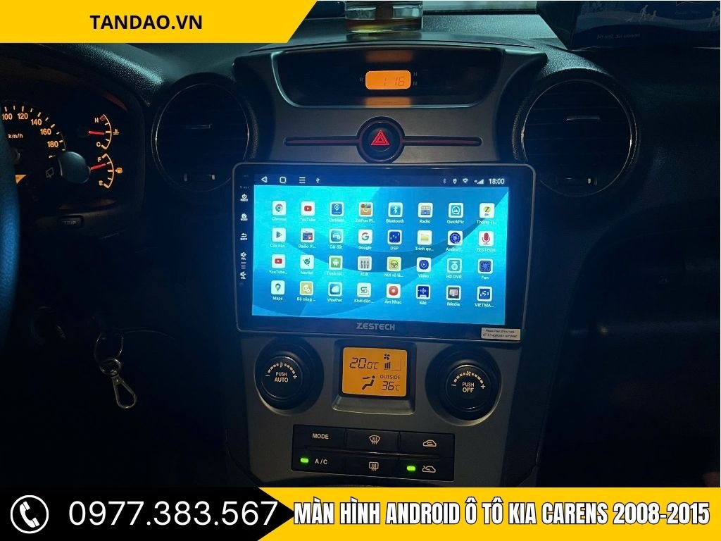 Màn hình android ô tô Kia Carens 2008-2015 mang lại vùng chiếu sáng rõ và tầm nhìn tốt khi đi đêm.