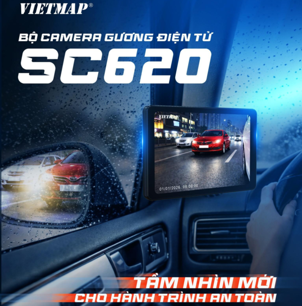 Gương Điện Tử VIETMAP SC620 – Giải Pháp Xóa Điểm Mù Cho Ô Tô