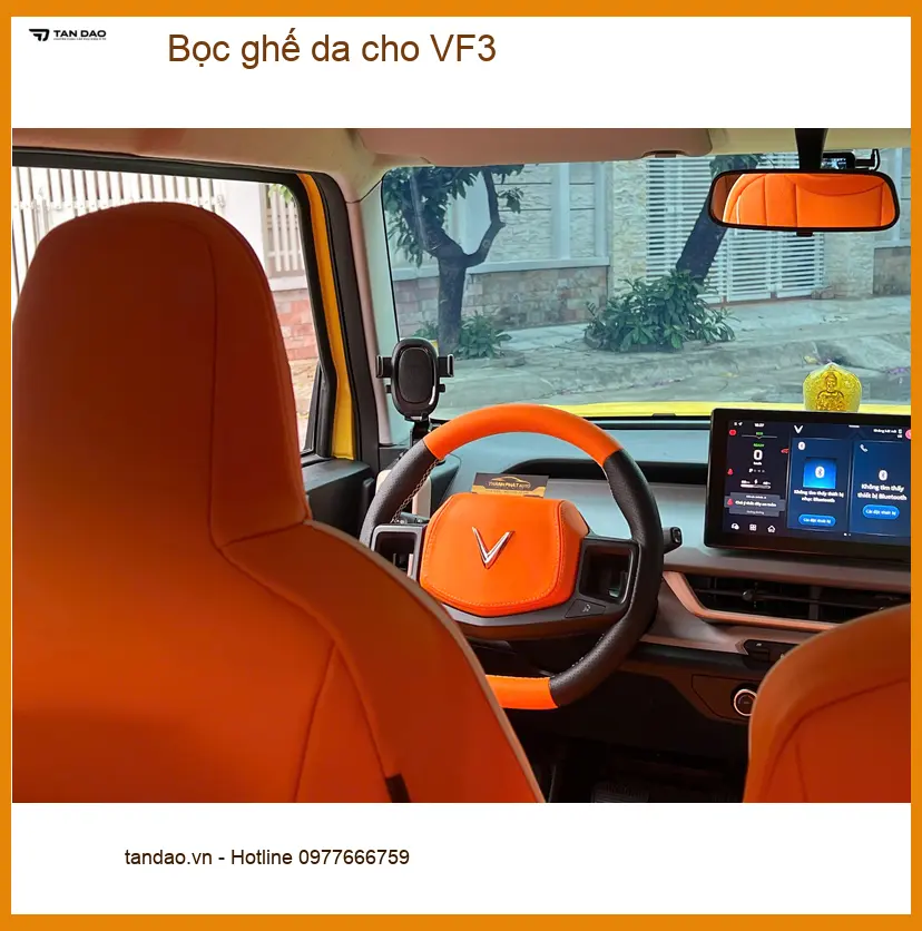Anh Bách bọc ghế da cho VF3 tại Quận 9 để xe sang trọng hơn