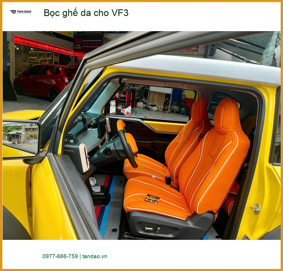 Chị Thảo bọc ghế da VinFast VF3 tại Hóc Môn cho nội thất sạch đẹp