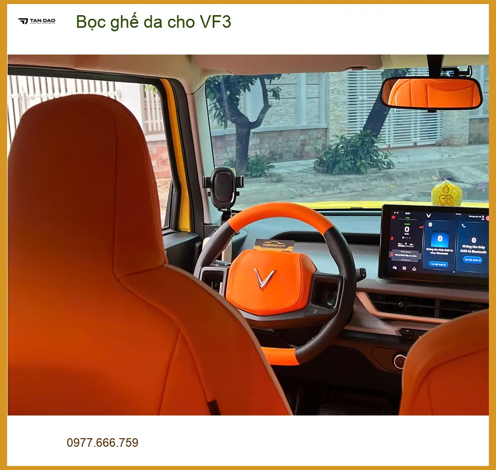 Anh Tấn bọc ghế da VinFast VF3 tại Quận 2 vì ghế cũ đã bạc màu ảnh thực tế 5
