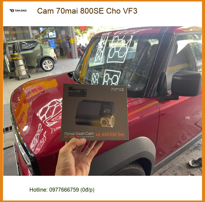 Anh Tấn lắp Cam 70mai 800SE cho VinFast VF3 tại Hóc Môn bảo vệ xe ảnh thực tế 2
