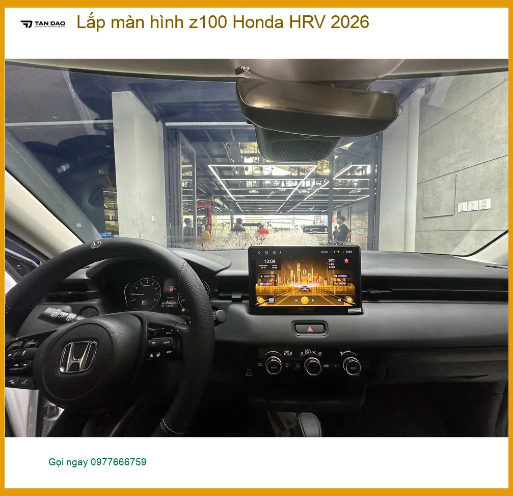 Chị Thảo lắp màn hình Z100 Honda HRV 2026 Quận 12 xem bản đồ và giải trí