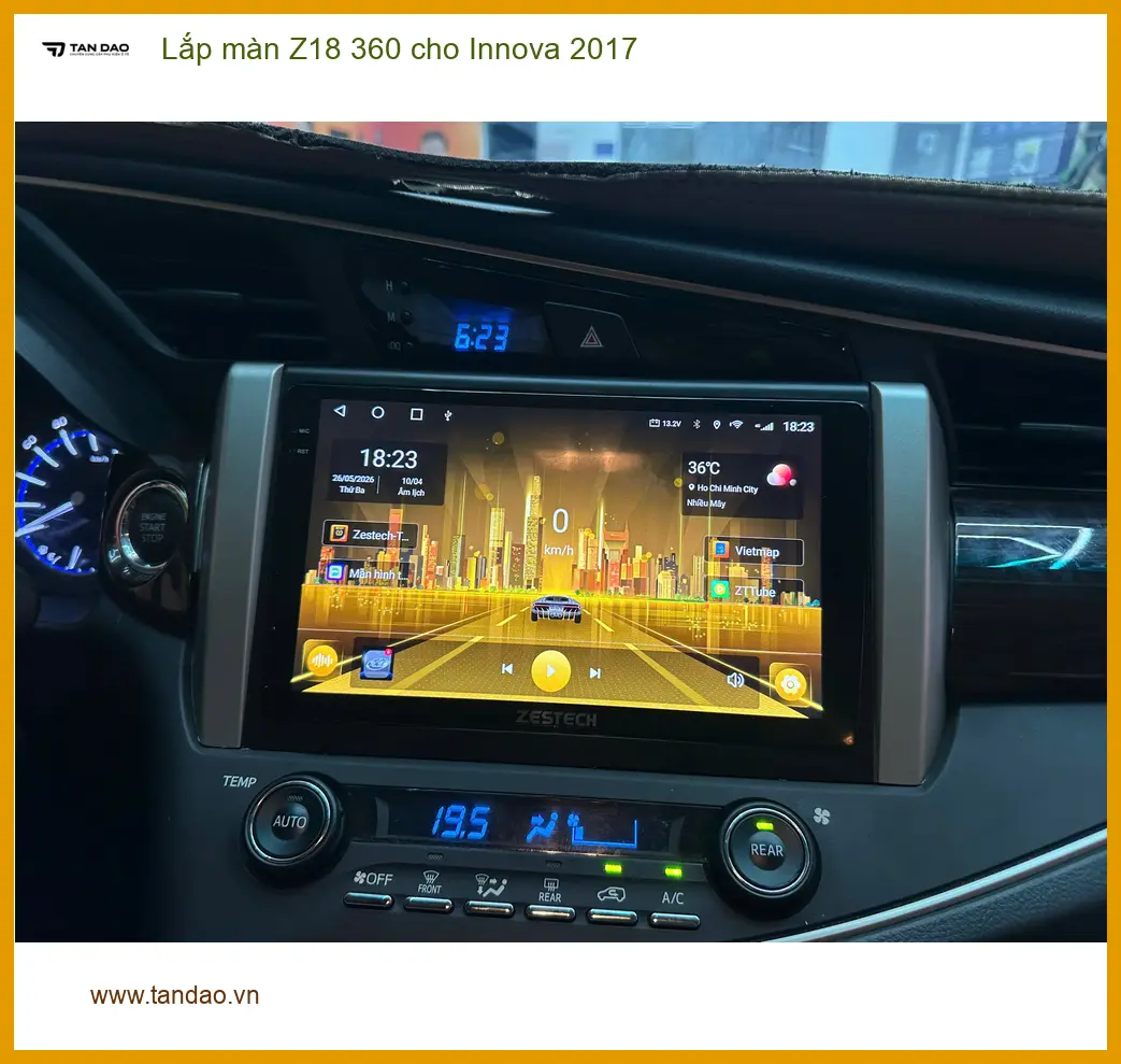 Anh Lâm lắp màn Z18 360 cho Innova 2017 tại Quận 9 để quan sát toàn cảnh dễ hơn