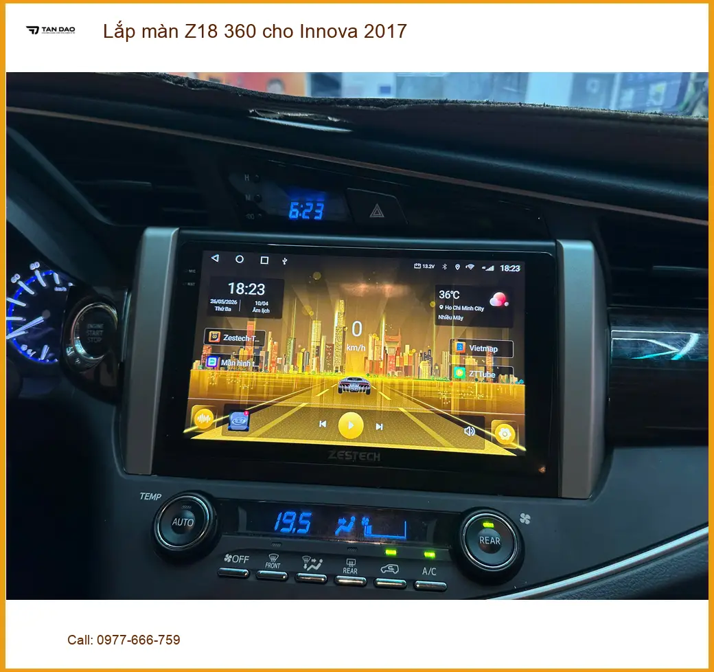 Anh Tấn lắp màn hình Z18 360 cho Innova 2017 tại Quận 2 để lái xe an toàn hơn ảnh thực tế 2
