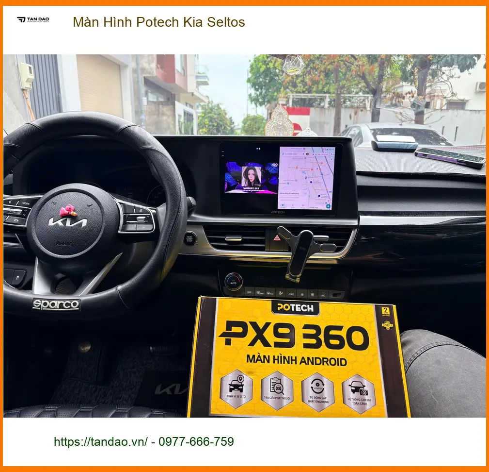 Chị Thảo lắp Màn Hình Potech cho Kia Seltos tại Quận 12 để trải nghiệm lái xe thêm tiện nghi ảnh thực tế 2