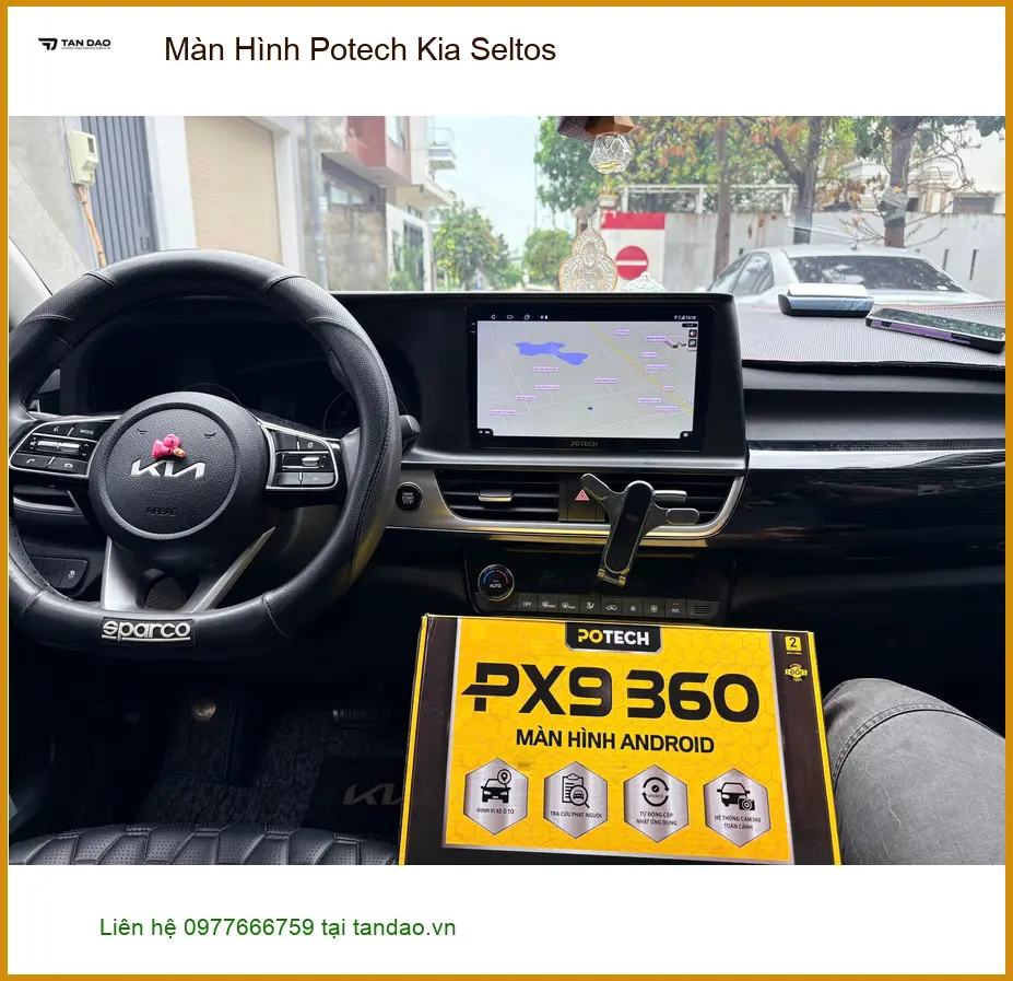 Chị Thảo lắp Màn Hình Potech cho Kia Seltos tại Quận 12 để trải nghiệm lái xe thêm tiện nghi ảnh thực tế 4