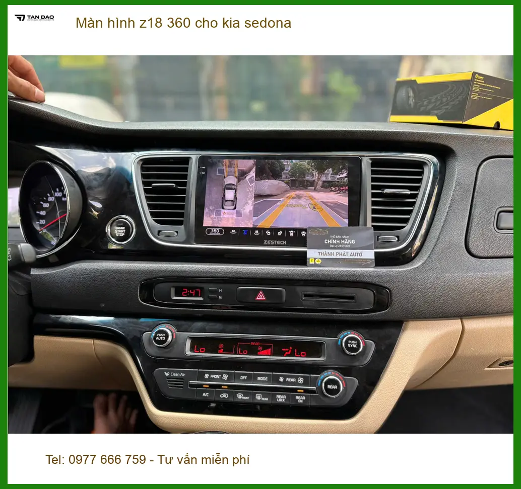 Anh Quang lắp màn hình Z18 360 cho Kia Sedona tại Quận 7 để quan sát tốt hơn