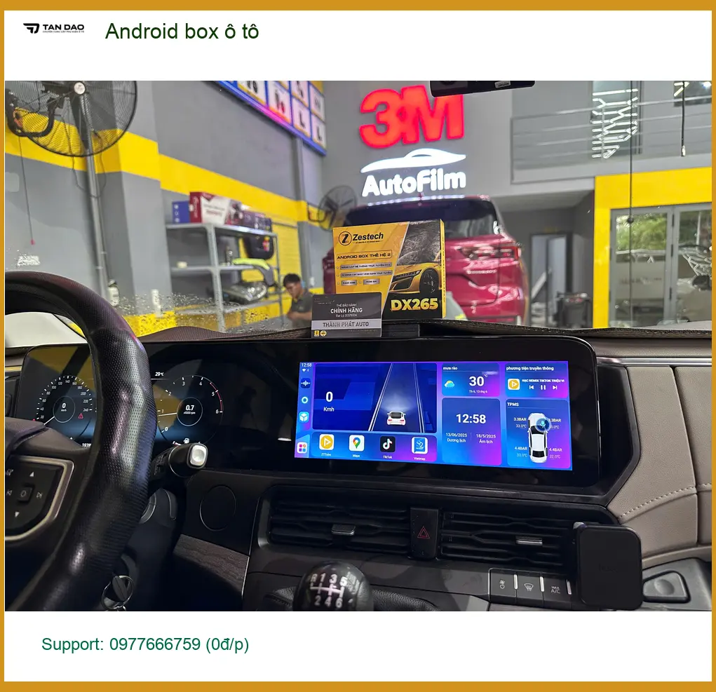 Chị Thảo lắp Android box ô tô cho Hyundai Kona tại Quận 2 để giải trí khi chờ đón con ảnh thực tế 4