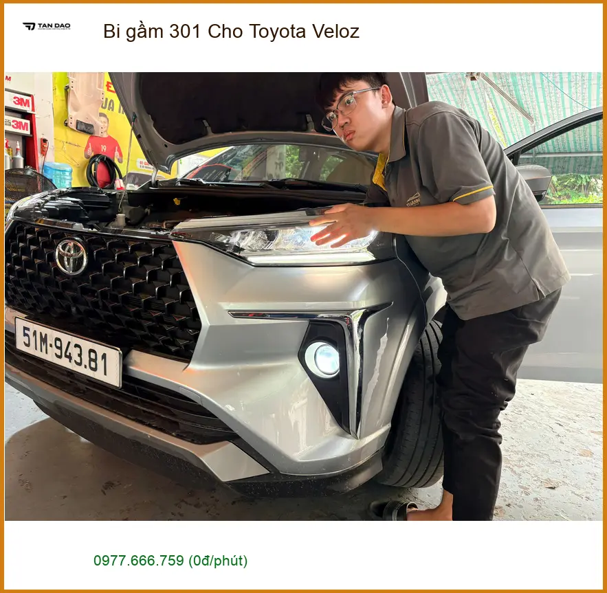 Anh Dũng độ bi gầm 301 cho Toyota Veloz tại Quận 2 vì đèn xe zin yếu khi đi đường xa.