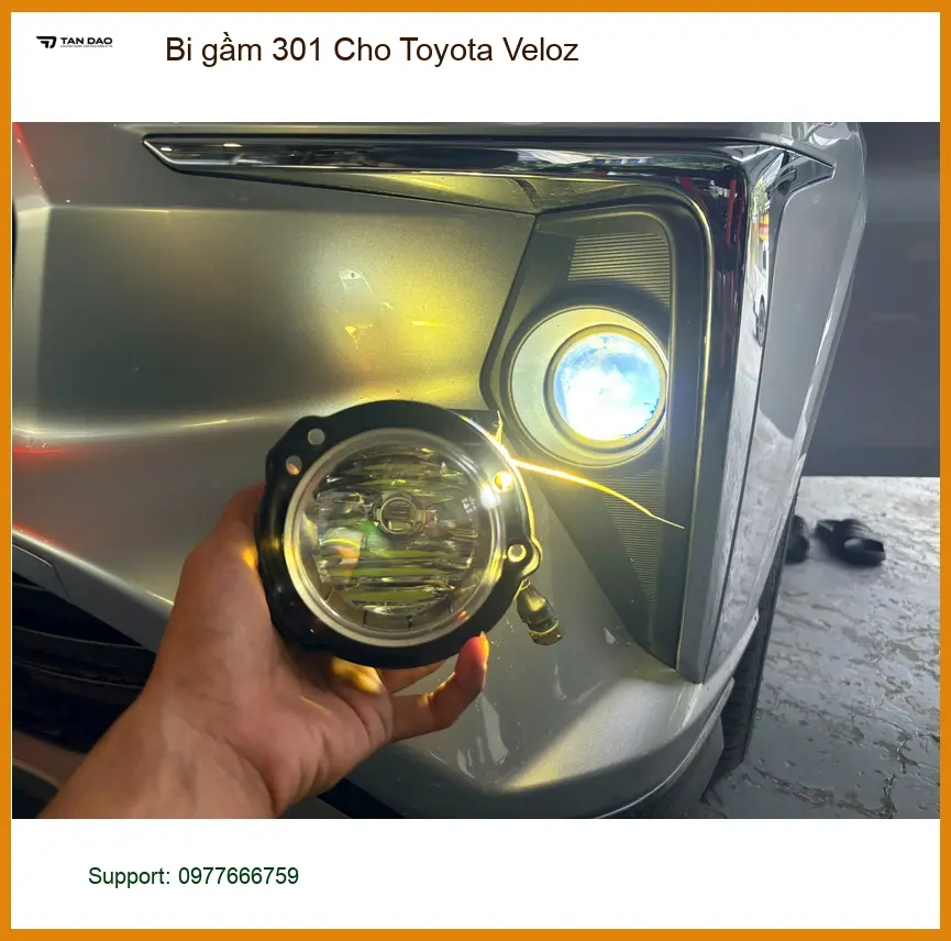 Anh Dũng độ bi gầm 301 cho Toyota Veloz tại Quận 2 vì đèn xe zin yếu khi đi đường xa. ảnh thực tế 2