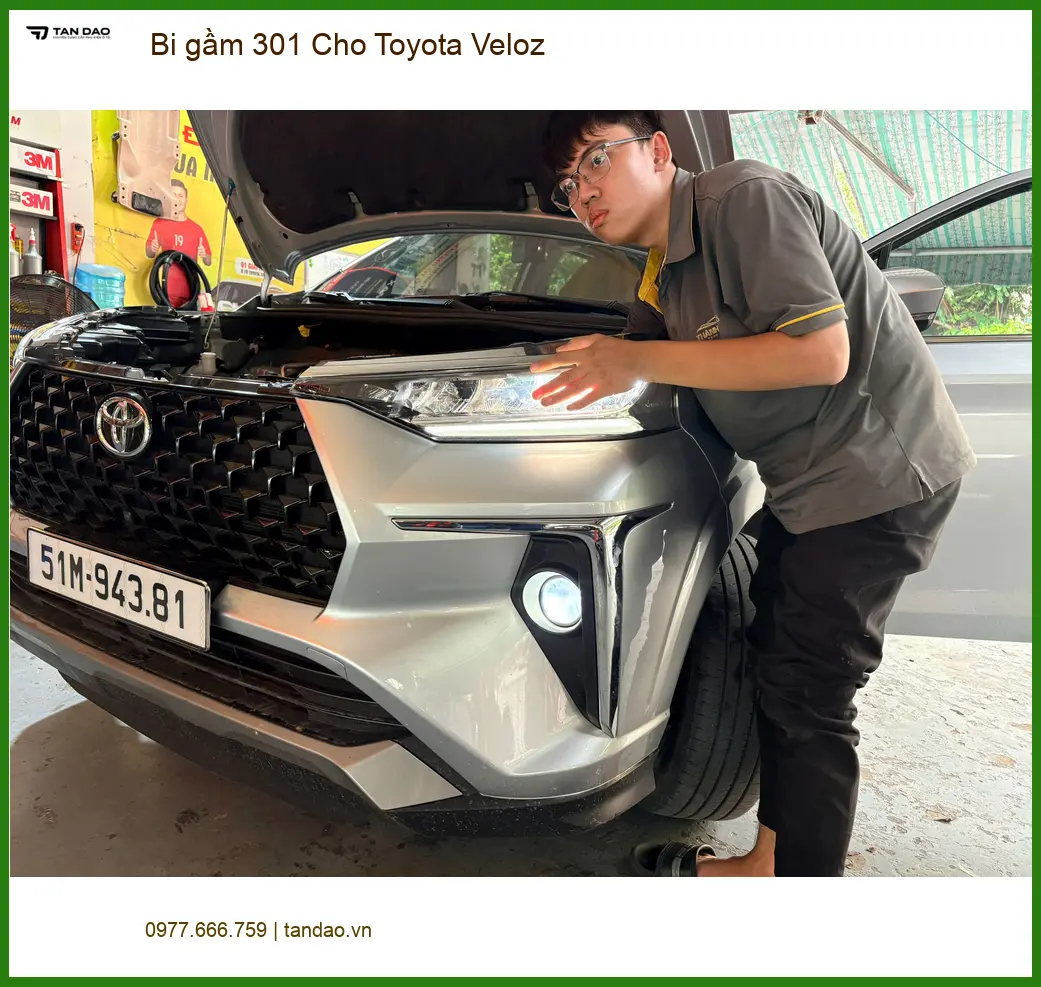 Anh Quang độ bi gầm 301 cho Toyota Veloz Quận 3 vì đèn zin không đủ sáng khi đi đêm ảnh thực tế 2