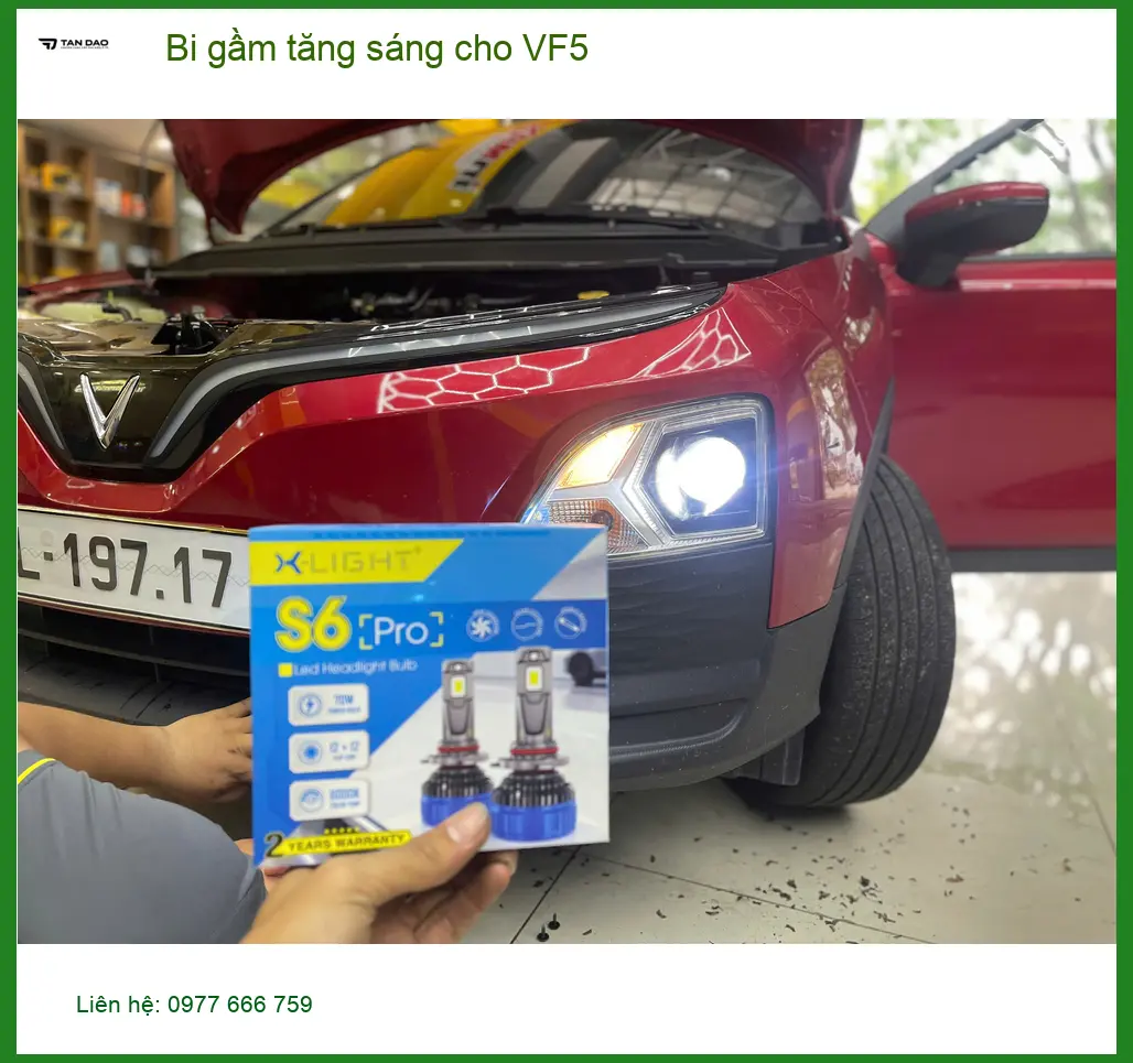 Anh Đạt lắp bi gầm tăng sáng cho VinFast VF5 tại Gò Vấp vì đèn zin không đủ sáng. ảnh thực tế 2