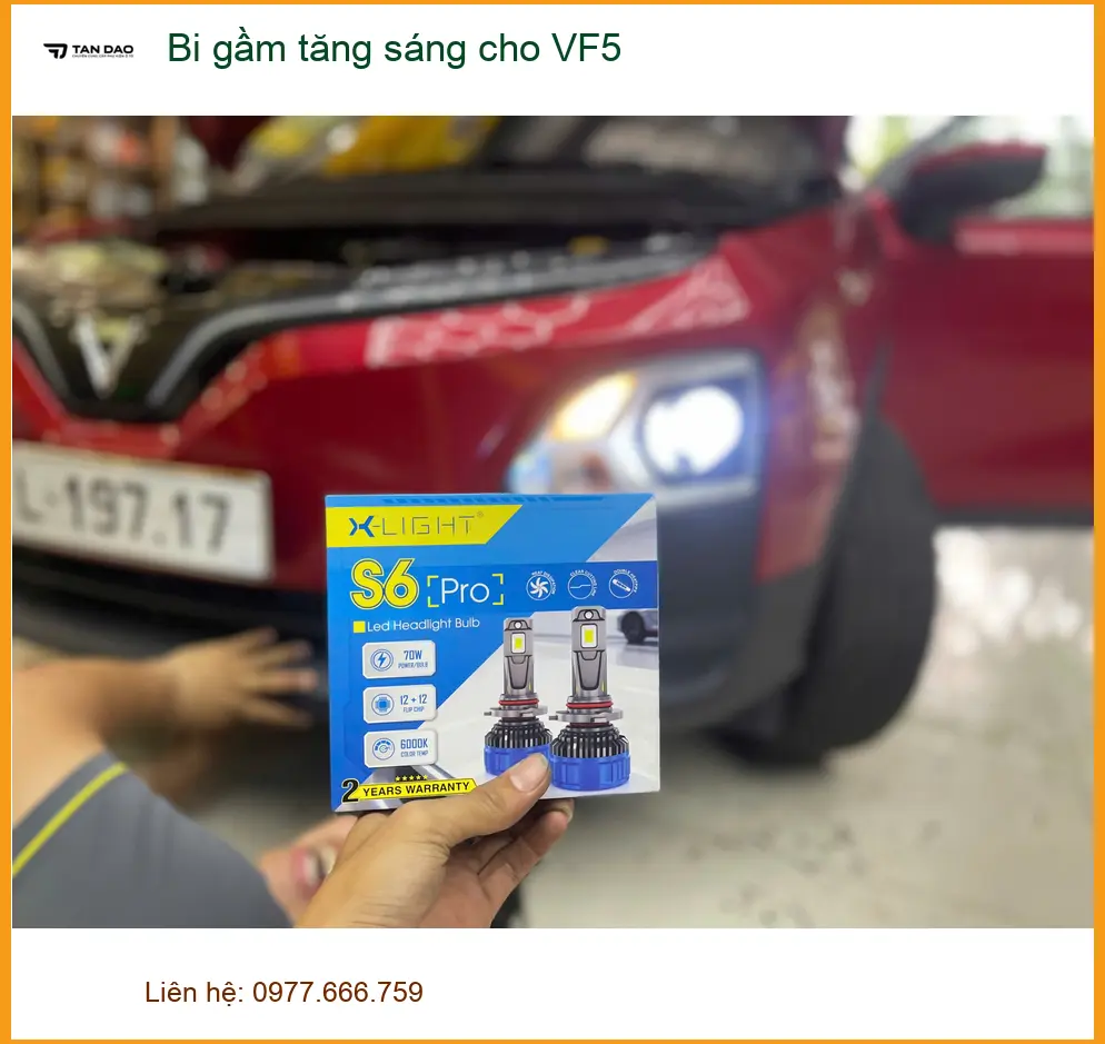 Anh Minh độ bi gầm tăng sáng cho VF5 tại Quận 2 vì đèn zin không đủ sáng ảnh thực tế 2