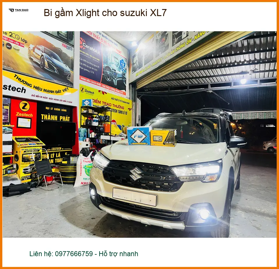 Anh Minh lắp bi gầm Xlight cho Suzuki XL7 Quận 7 để cải thiện tầm nhìn ban đêm ảnh thực tế 3