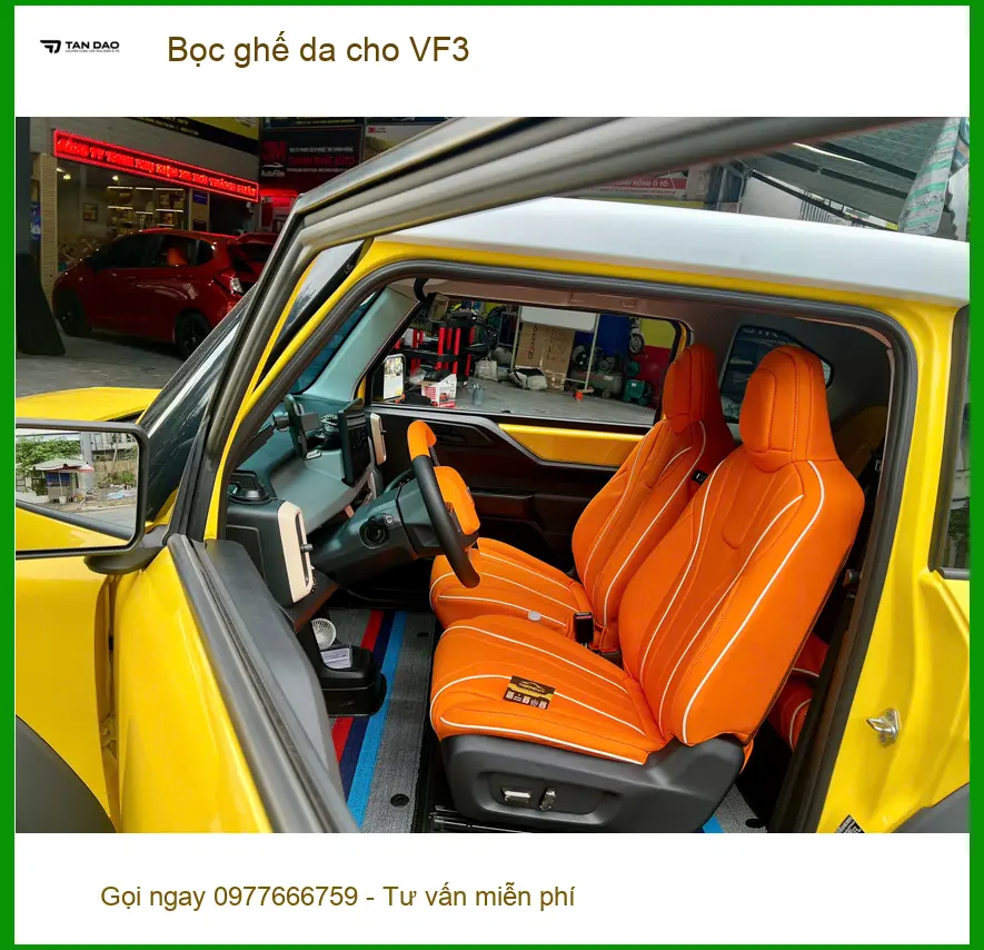 Chú Hùng bọc ghế da cho VF3 tại Cần Giờ để nội thất sang trọng và bền bỉ hơn ảnh thực tế 2