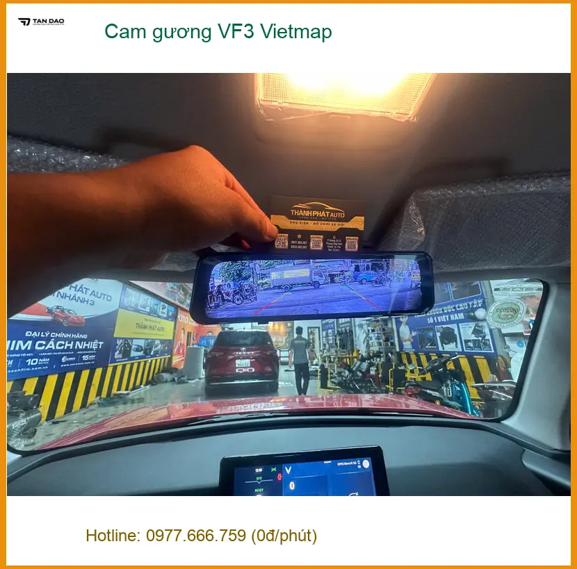 Cô Hà lắp cam gương Vietmap cho VinFast VF3 tại Quận Bình Tân để tiện theo dõi hành trình ảnh thực tế 5