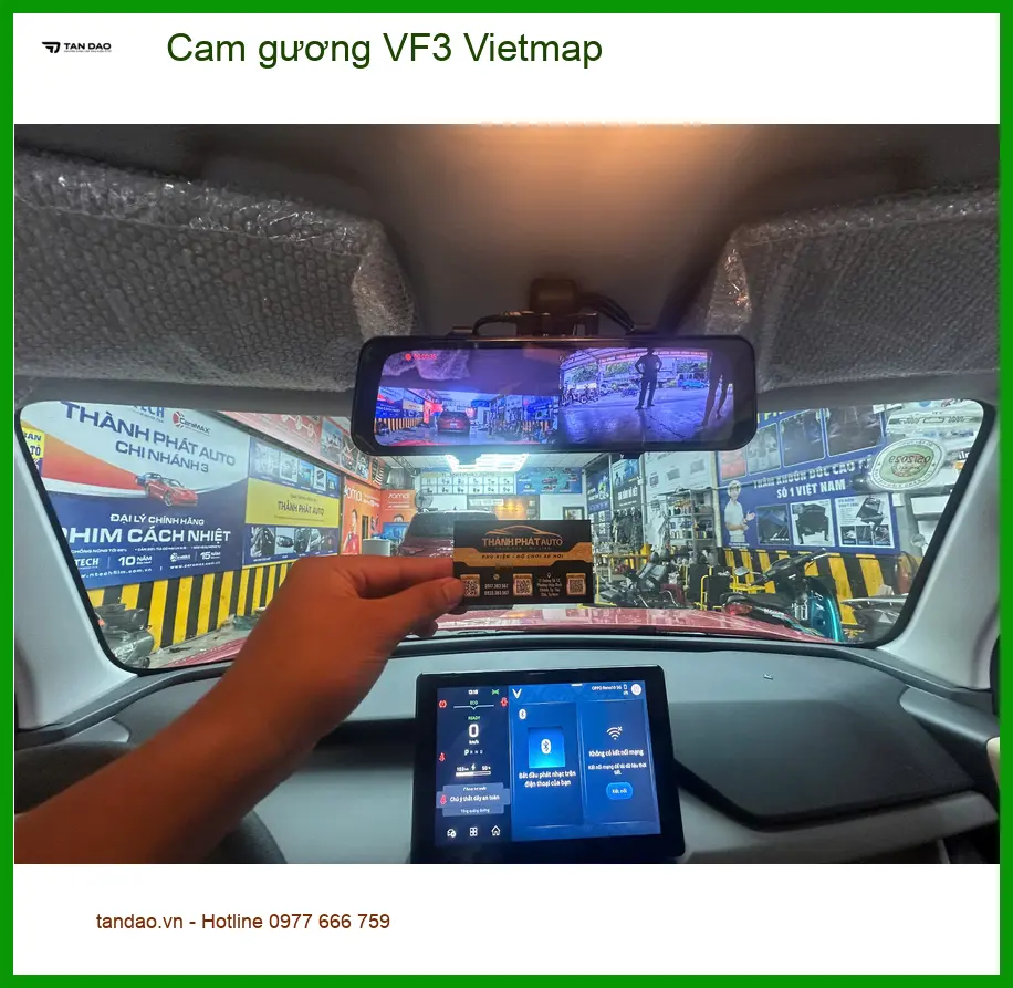Chị An lắp cam gương Vietmap cho VinFast VF3 tại Cần Giờ để yên tâm khi lái xe ảnh thực tế 2