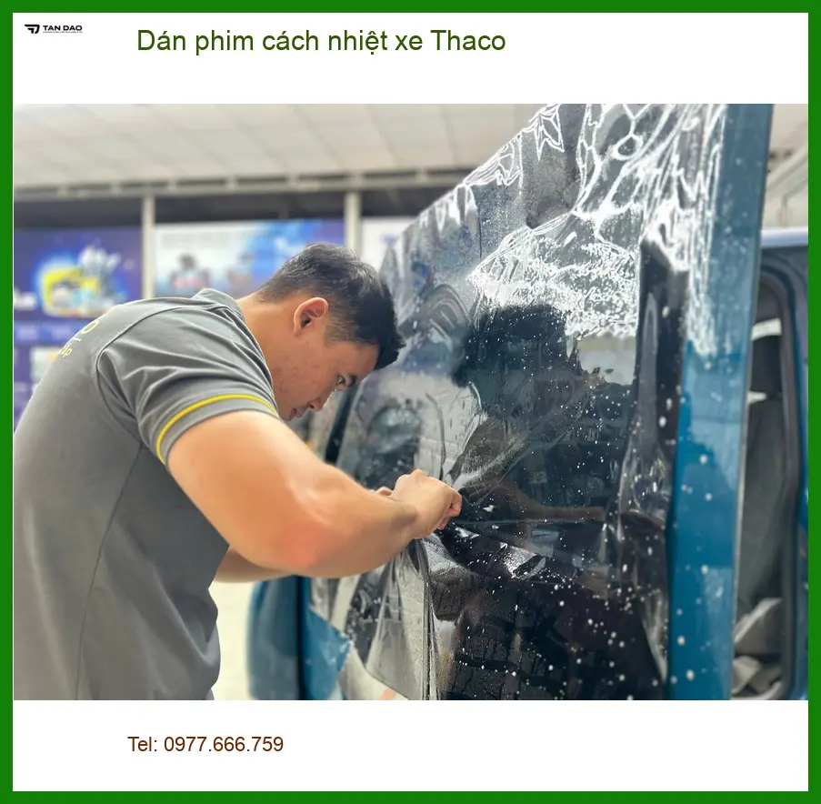 Bác Cường dán phim cách nhiệt xe Thaco Ollin tại Hóc Môn giảm nóng hiệu quả ảnh thực tế 3