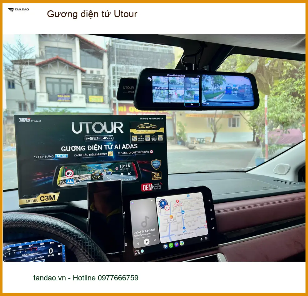 Chú Sáu lắp gương điện tử Utour cho Kia K3 tại Quận Thủ Đức vì cần camera hành trình kiêm lùi ảnh thực tế 2