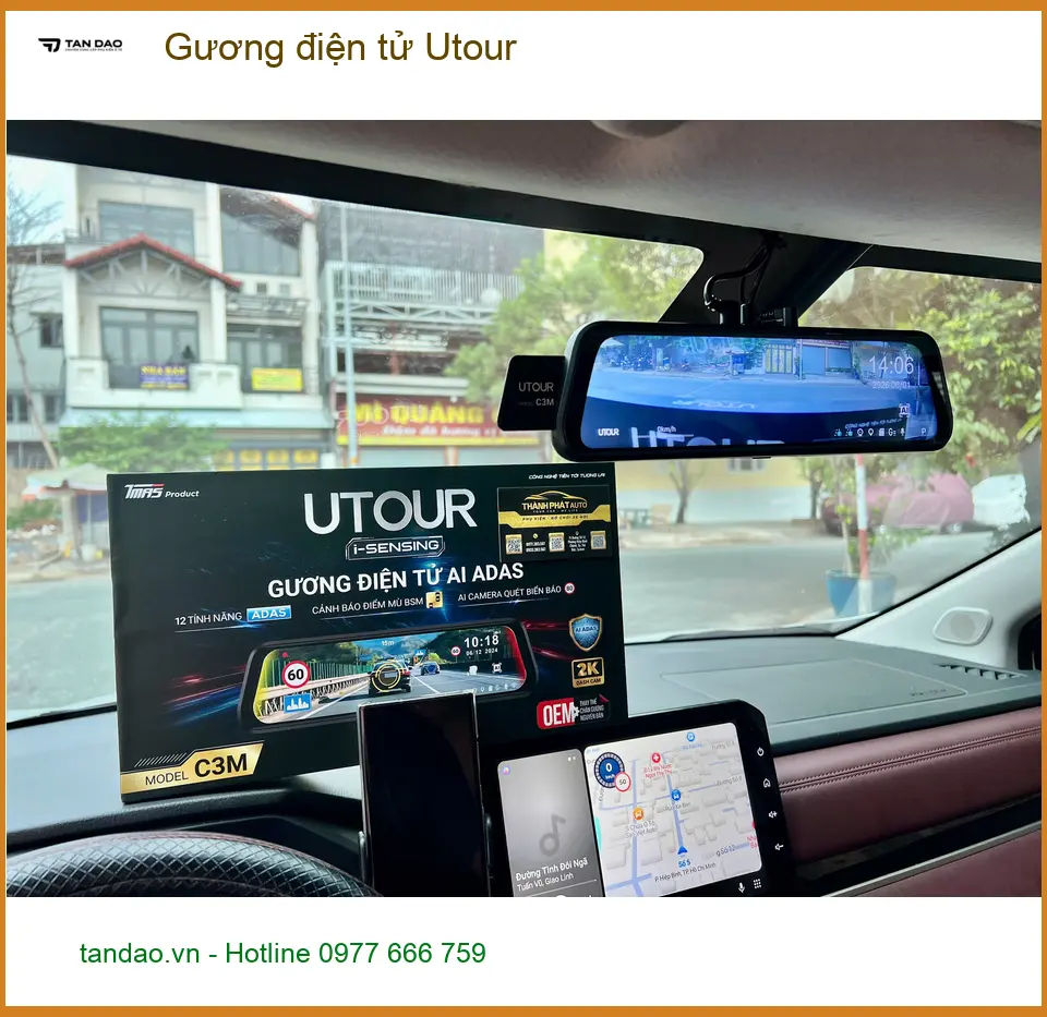 Anh Minh lắp Gương điện tử Utour cho Hyundai Santa Fe tại Quận 9 ảnh thực tế 2