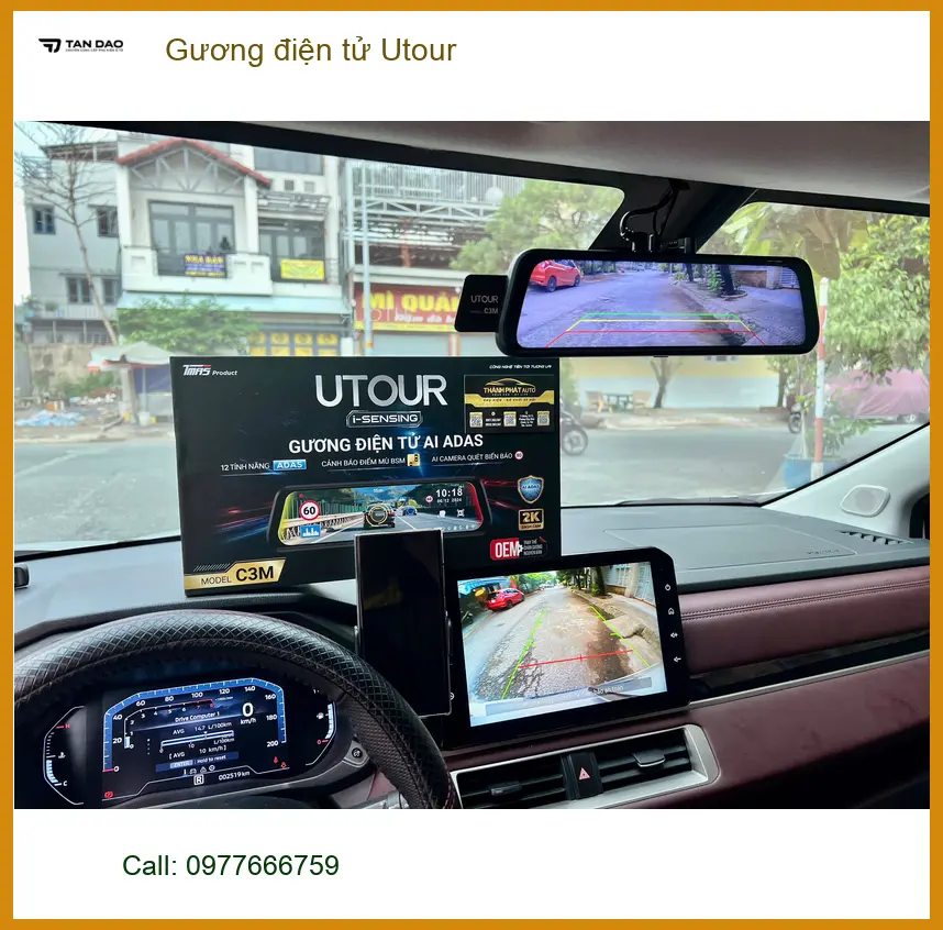 Anh Minh lắp Gương điện tử Utour cho Hyundai Santa Fe tại Quận 9 ảnh thực tế 5
