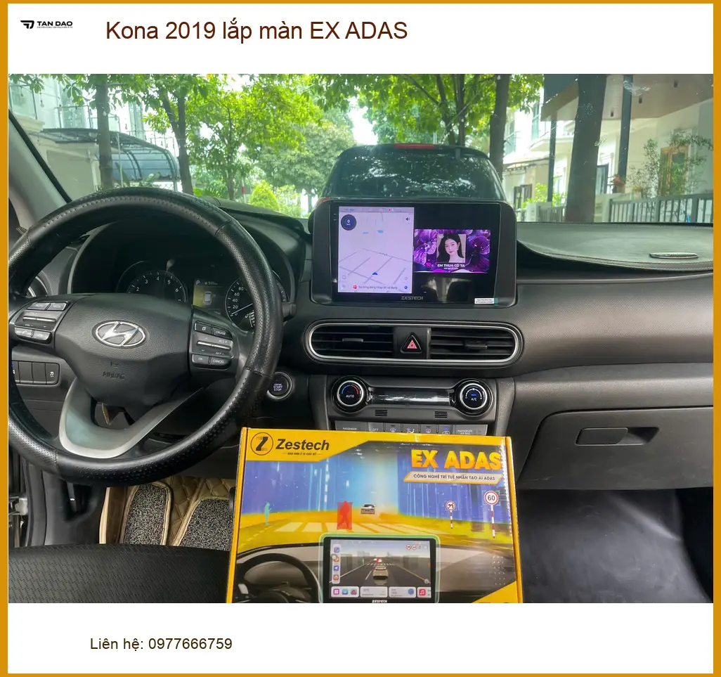 Anh Cường lắp màn hình EX ADAS Kona 2019 giá tốt tại Quận Bình Thạnh