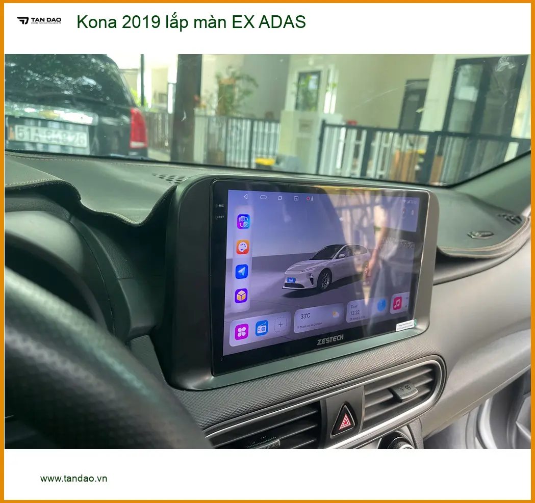 Anh Khải lắp màn hình EX ADAS cho Kona 2019 tại Quận 8 để lái xe an toàn hơn