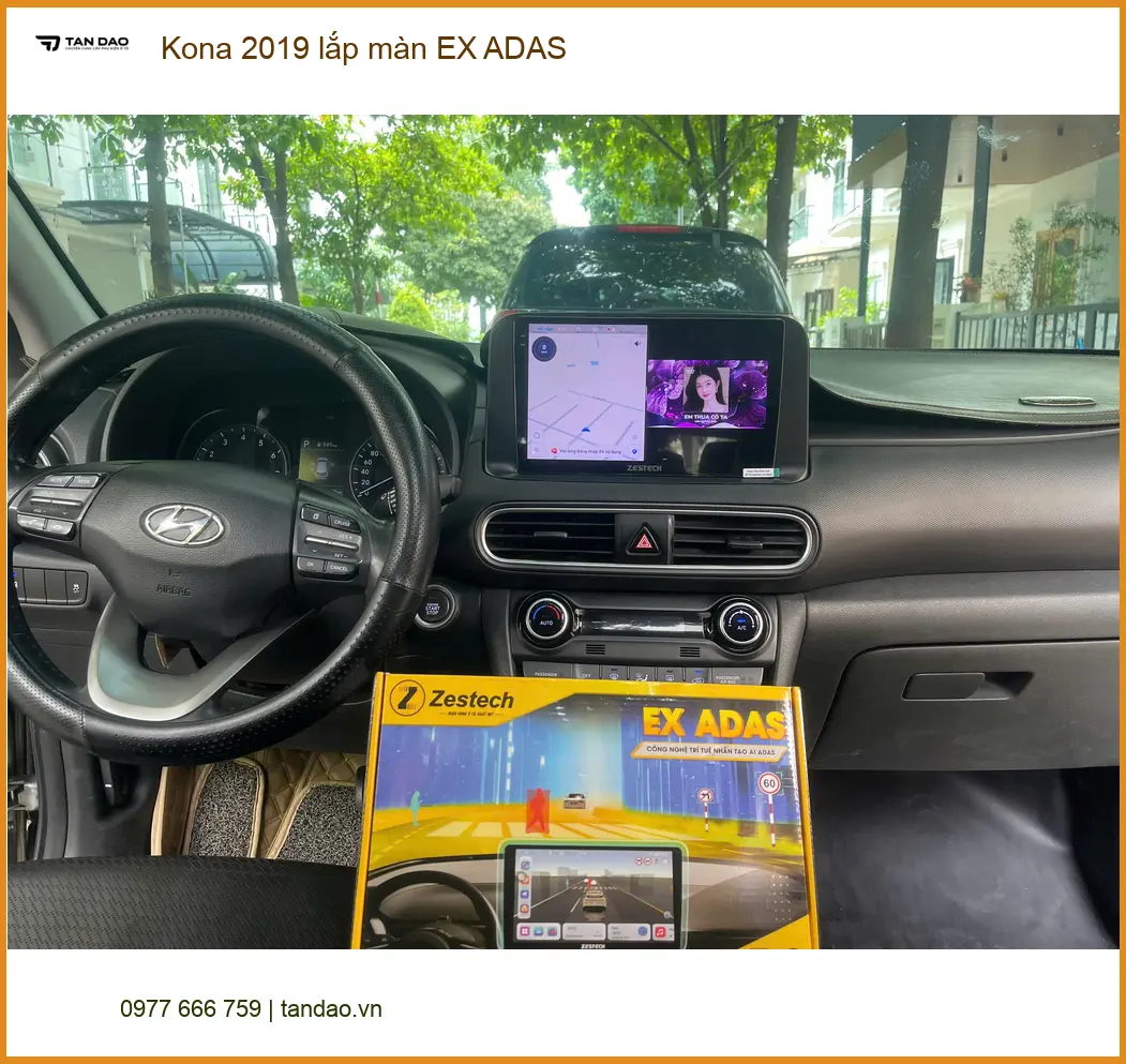 Anh Khải lắp màn hình EX ADAS cho Kona 2019 tại Quận 8 để lái xe an toàn hơn ảnh thực tế 3