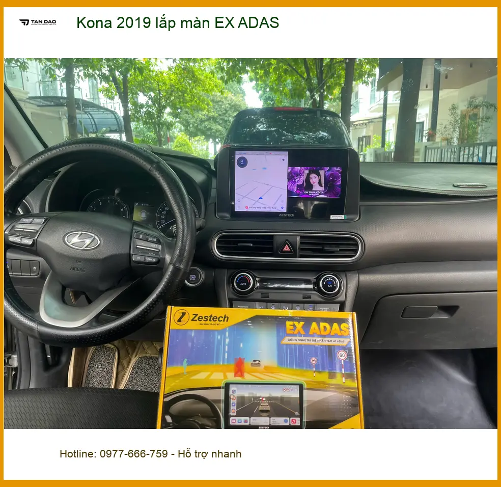 Anh Dũng lắp màn hình EX ADAS Kona 2019 tại Quận Bình Chánh để tăng an toàn ảnh thực tế 4
