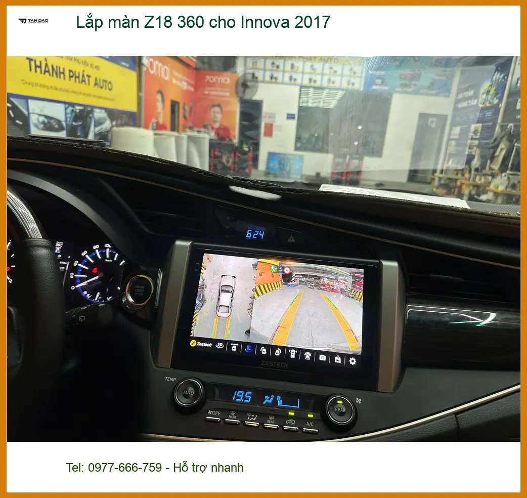 Chú An lắp màn Z18 360 cho Innova 2017 tại Quận 7 để dễ dàng đậu xe