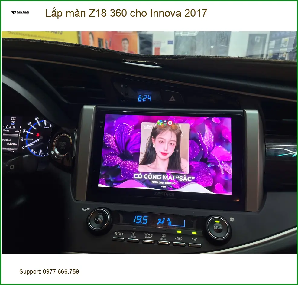 Chú An lắp màn Z18 360 cho Innova 2017 tại Quận 7 để dễ dàng đậu xe ảnh thực tế 4