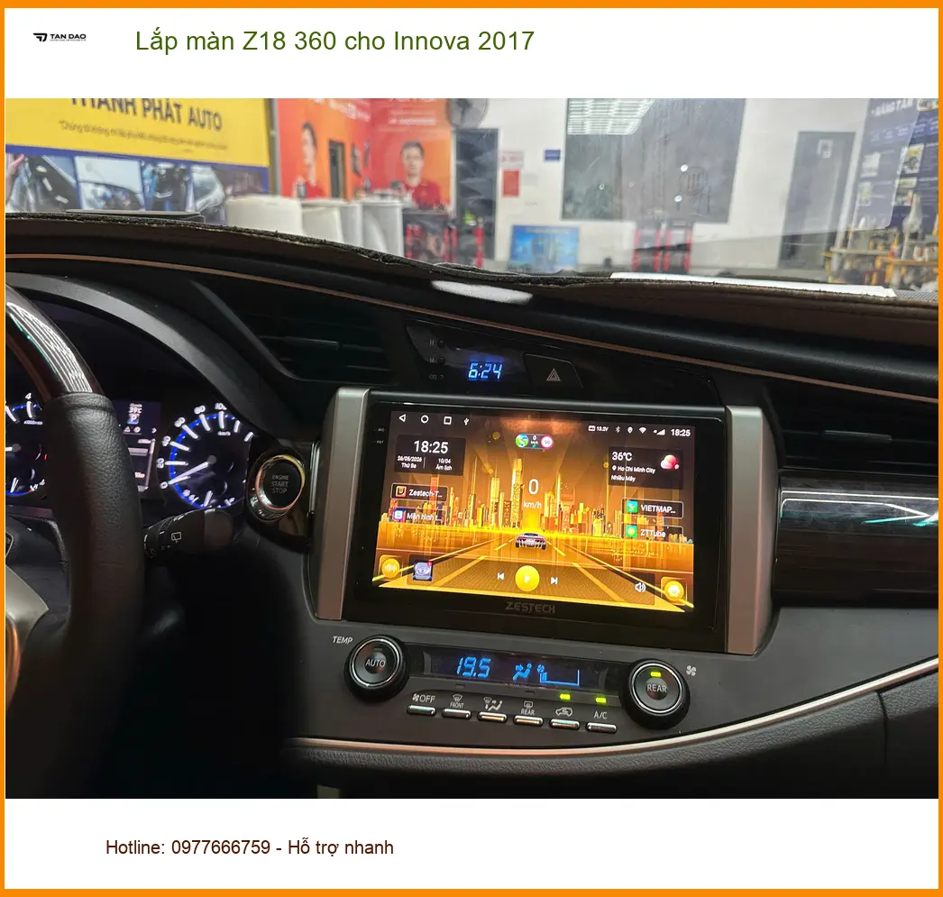 Chú An lắp màn Z18 360 cho Innova 2017 tại Quận 7 để dễ dàng đậu xe ảnh thực tế 5