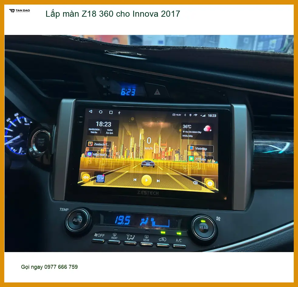 Anh Kiên lắp màn hình Z18 360 cho Innova 2017 tại Quận 10 vì hay đi đường đông ảnh thực tế 4