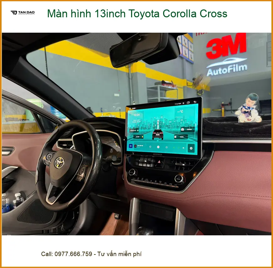 Anh Khải lắp màn hình 13inch Toyota Corolla Cross tại Quận 4 vì màn zin cũ quá nhỏ ảnh thực tế 4