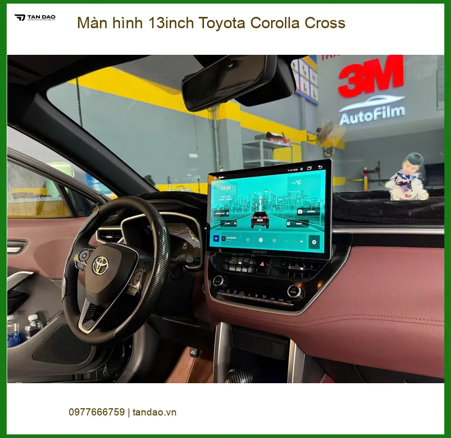 Chú Tài lắp màn hình 13inch Toyota Corolla Cross tại Hóc Môn vì màn zin quá nhỏ ảnh thực tế 4