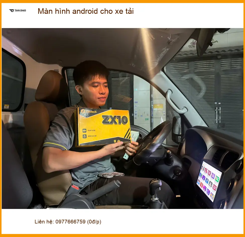 Anh Tùng lắp màn hình Android cho xe tải Hino tại Quận 7 để lái xe đỡ buồn ảnh thực tế 3