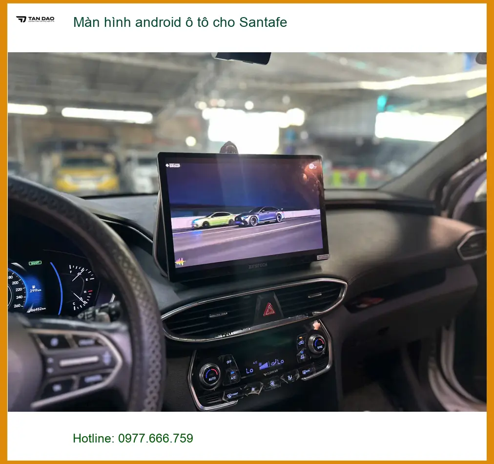 Chị Thanh lắp màn hình Android ô tô cho Santafe vì màn zin không có dẫn đường ở Quận 6 ảnh thực tế 4