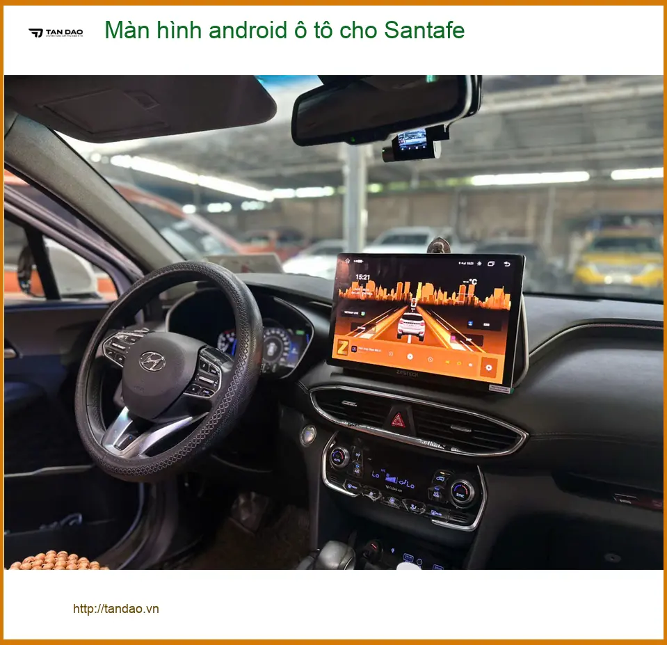 Anh Long lắp Màn hình android ô tô cho Santafe tại Quận Bình Thạnh. ảnh thực tế 2