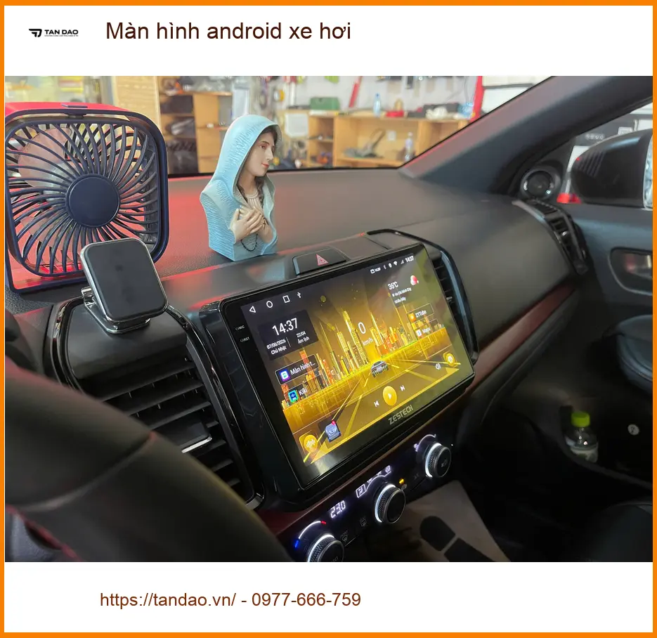 Chị Thảo lắp màn hình android xe hơi Hyundai Accent tại Quận 2 để con không còn quấy khóc ảnh thực tế 4