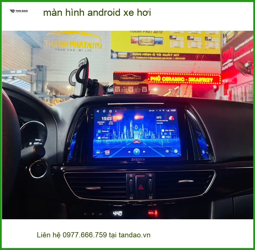 Chị Mai lắp màn hình Android xe hơi Mazda 3 tại Quận 10 vì màn zin quá cũ ảnh thực tế 3