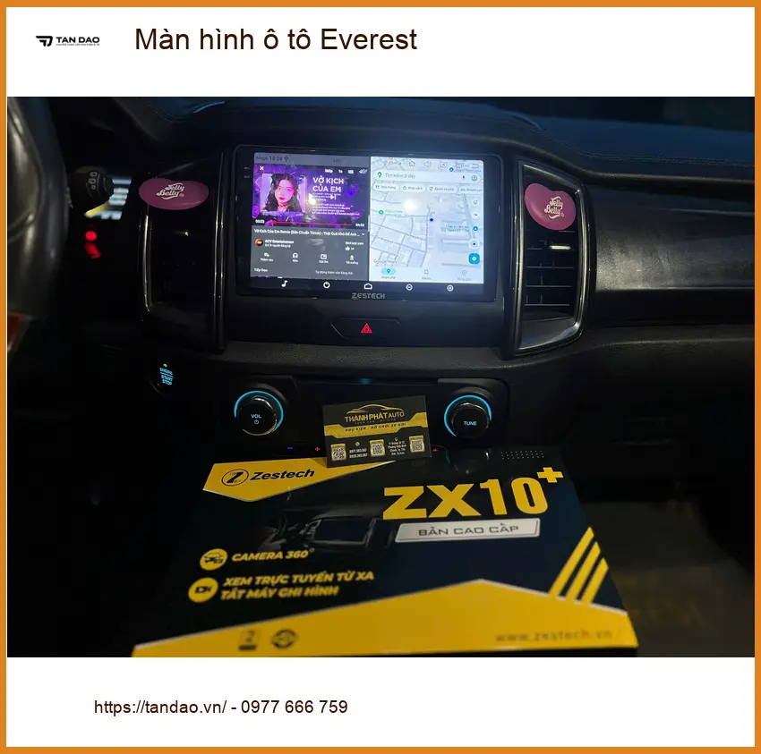 Chú Long nâng cấp màn hình ô tô cho Ford Everest tại Quận 12 để xem bản đồ rõ hơn ảnh thực tế 2