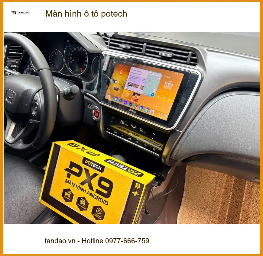Chị Mai Hương nâng cấp màn hình ô tô Potech cho Hyundai Kona tại Quận 1.