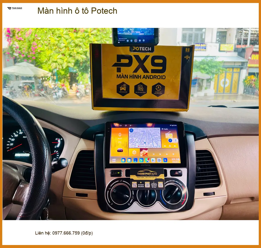 Chị Mai Hương lắp màn hình Potech cho Hyundai Santa Fe tại Quận 1