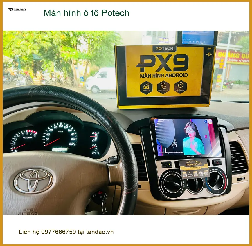 Chị Mai Hương lắp màn hình Potech cho Hyundai Santa Fe tại Quận 1 ảnh thực tế 4