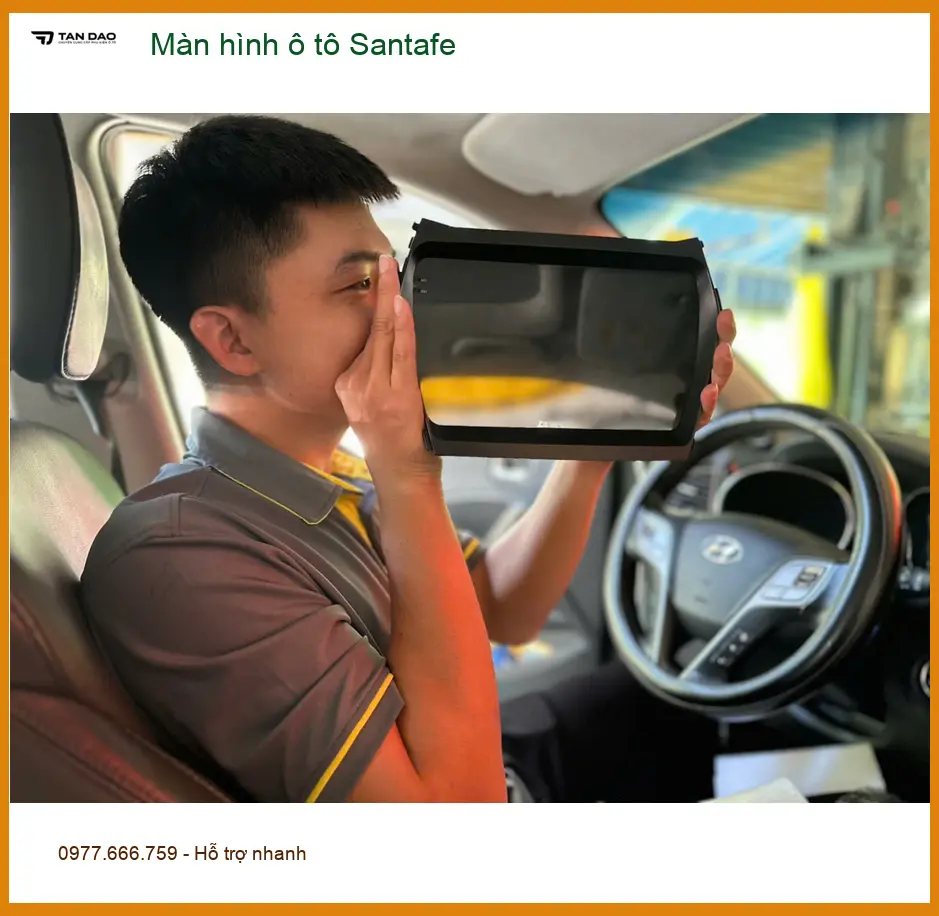 Anh Khải lắp màn hình ô tô Santafe tại Quận 10 để có trải nghiệm giải trí tốt hơn ảnh thực tế 2